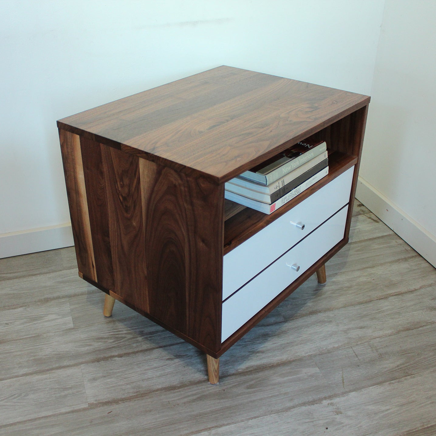 Mid Century Bedside Table With Two Drawers JeremiahCollection   Bedside2 1435x1435 