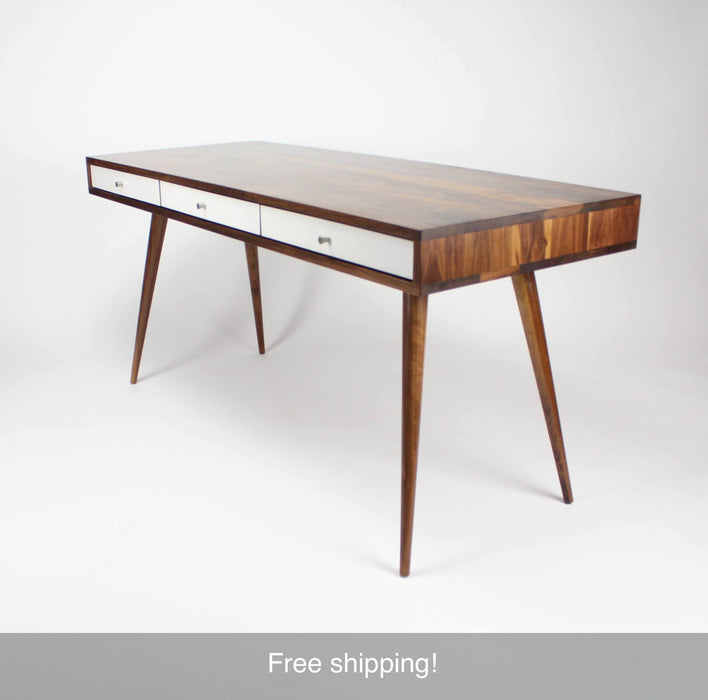 White Oak Mid Century Desk with Cord Management Available now!