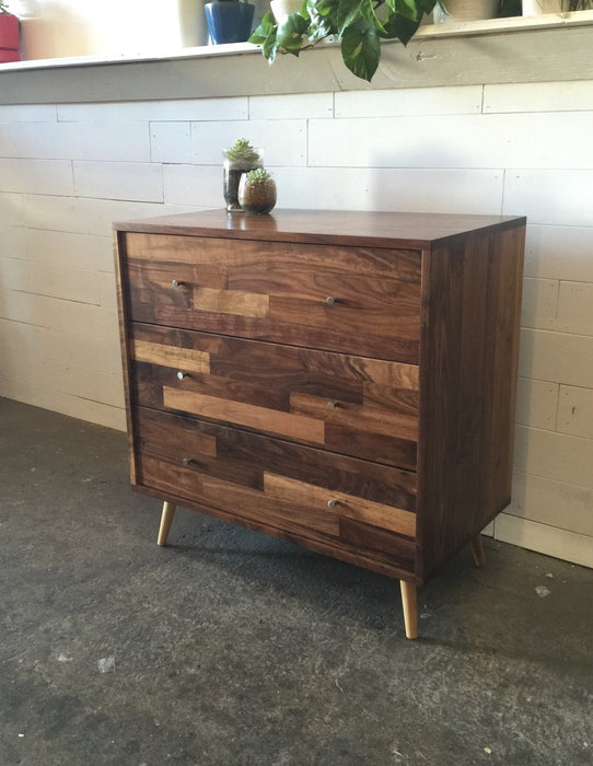 Mid Century Three Drawer Dresser, Solid Walnut Mid Century Three Drawer Dresser, Solid Walnut