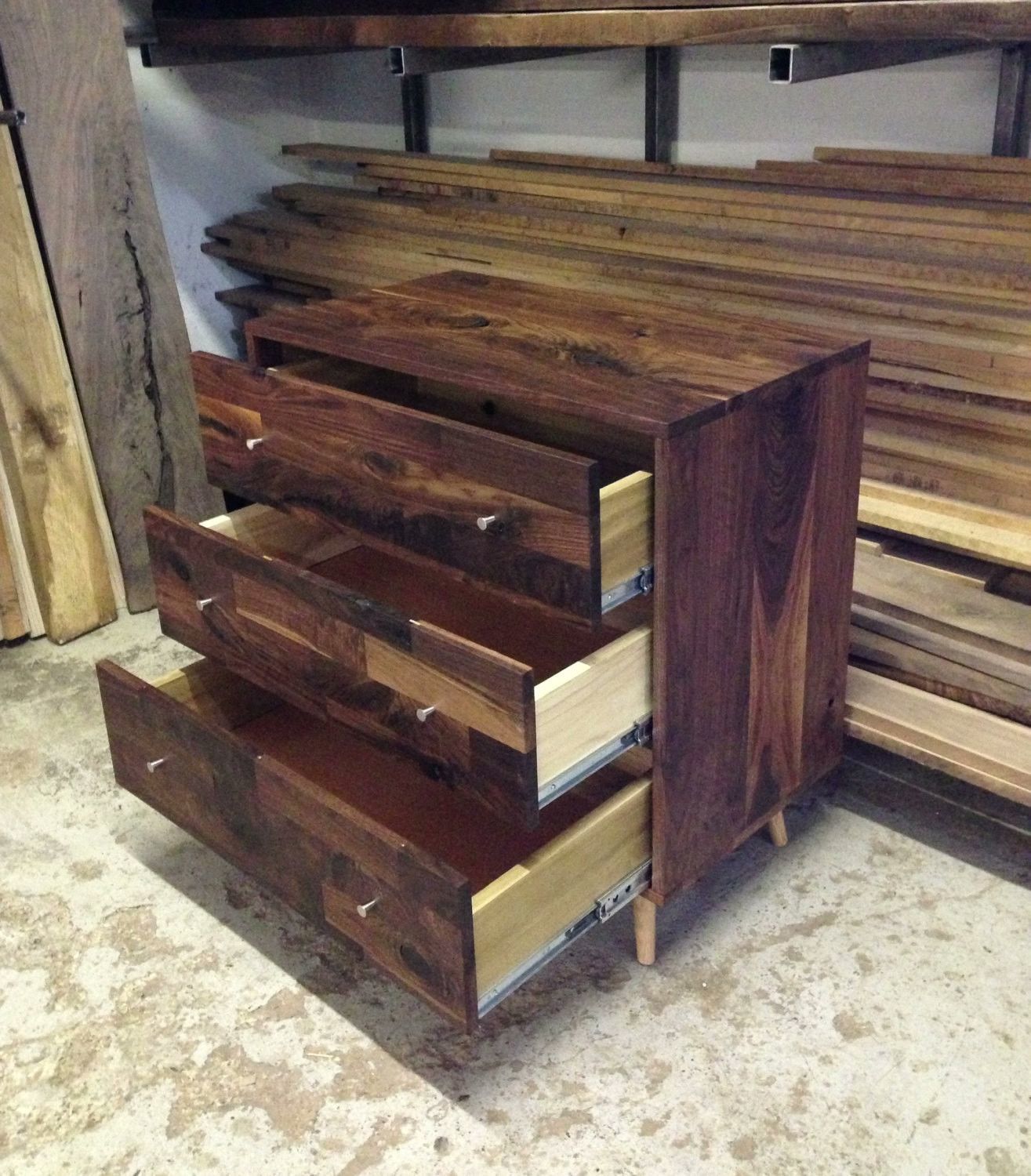 Mid Century Three Drawer Dresser, Solid Walnut - JeremiahCollection - 3